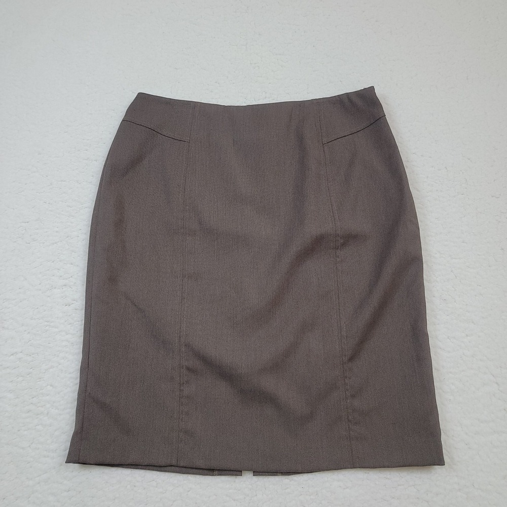 Worthington Pencil Skirt Women 12 Brown Stretch Tailored Professional Lined